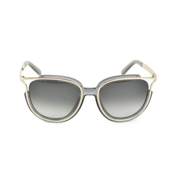CHLOE: Translucent Gray/Pale Gold Logo Sunglasses - Picture 4 of 8